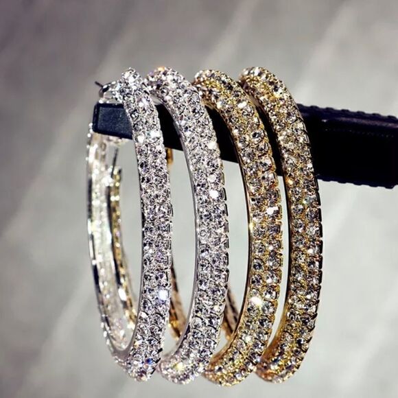 Rhinestone hoop earrings    - Picture 1 of 4